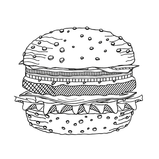 Ilustración de contorno de hamburguesa