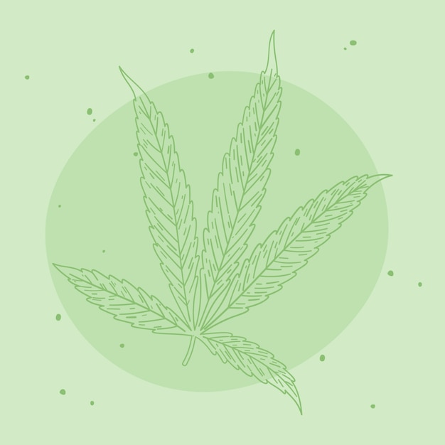 Vector ilustración de contorno de hoja de marihuana dibujada a mano