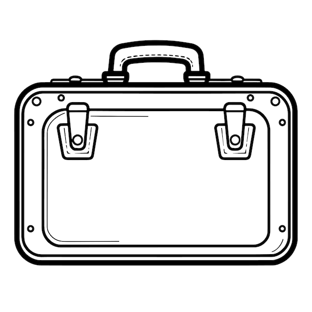 Ilustración de contorno limpio de una maleta vintage perfecta para logotipos retro