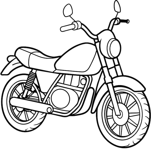 Ilustración de contorno de motocicleta libro de colorear digital página dibujo de arte de línea