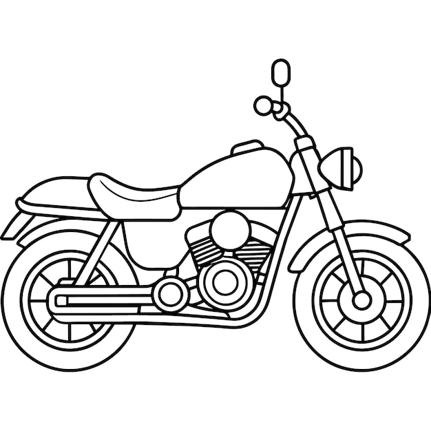 Ilustración de contorno de motocicleta libro de colorear digital página dibujo de arte de línea