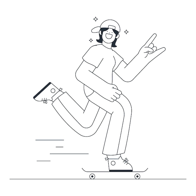 Ilustración del contorno de una mujer en patinaje