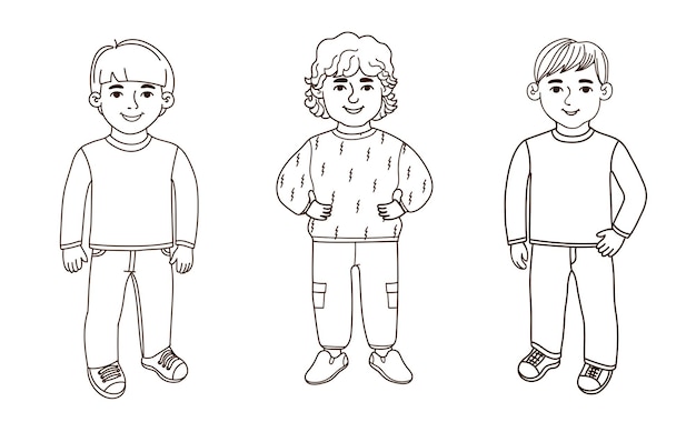 Ilustración del contorno de los niños bonitos