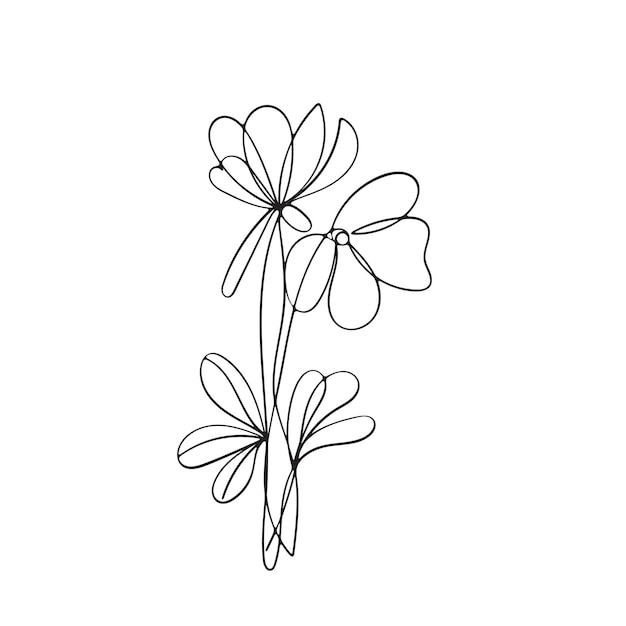 Ilustración del contorno de la orquídea dibujada a mano
