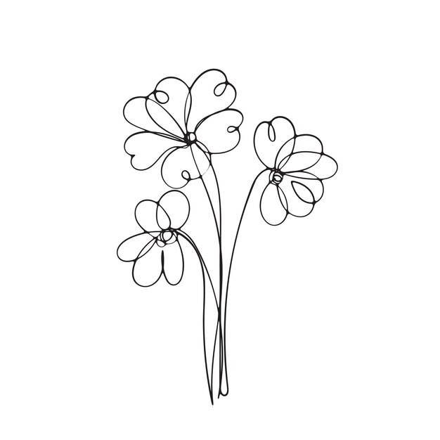 Ilustración del contorno de la orquídea dibujada a mano