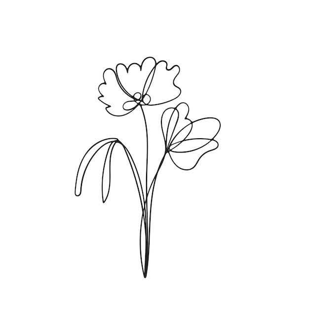 Ilustración del contorno de la orquídea dibujada a mano