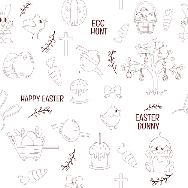 Ilustración de contorno de patrón de pascua dibujado a mano