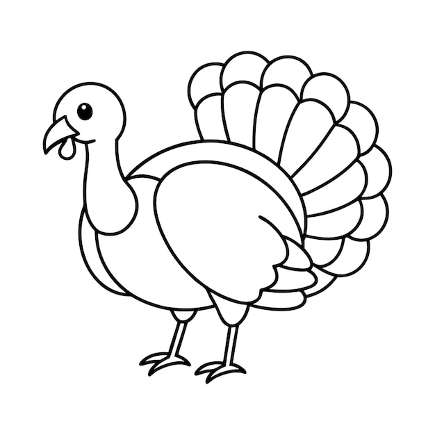 Ilustración de contorno de pavo de conjunto vectorial de fondo blanco