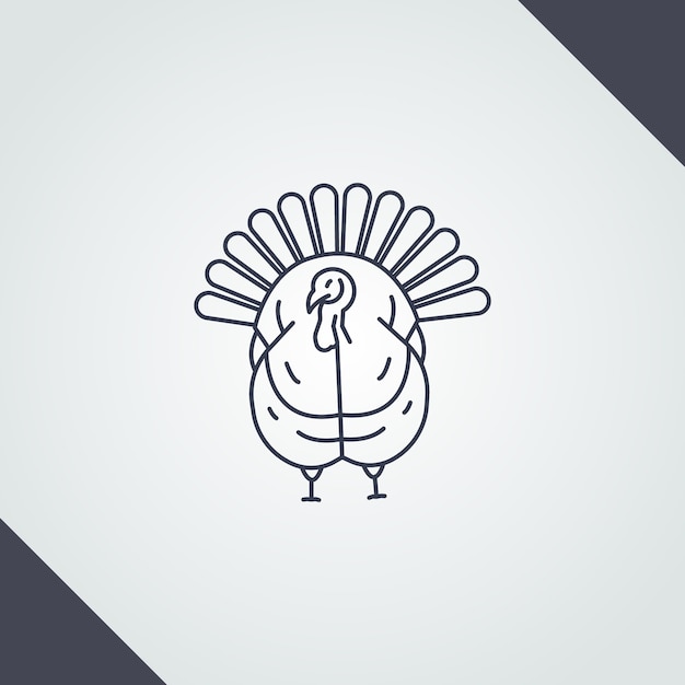 Vector ilustración de contorno de pavo dibujado a mano