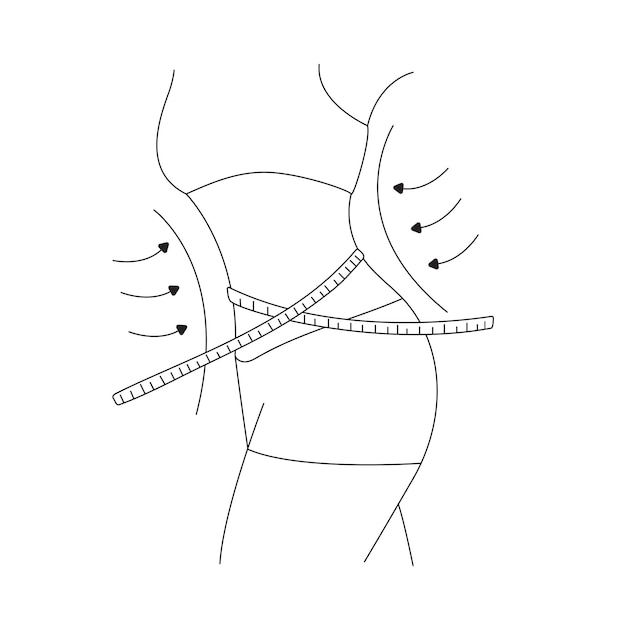 Ilustración contorno pérdida de peso icono lineal cintura cintura