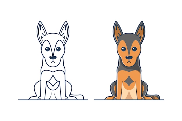 Ilustración del contorno del perro dibujada a mano