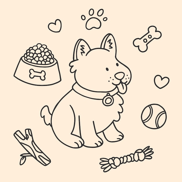 Ilustración del contorno del perro dibujada a mano