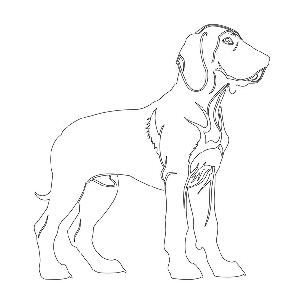 Ilustración del contorno del perro sabueso dibujada a mano