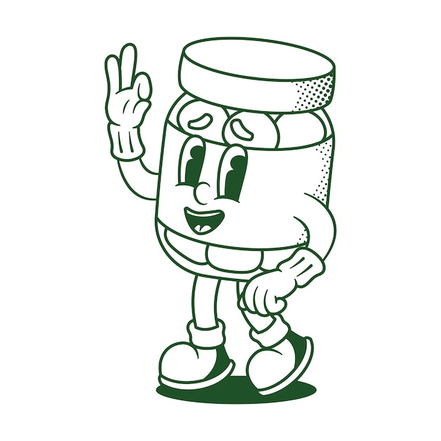 Ilustración del contorno del personaje de dibujos animados Jar Retro