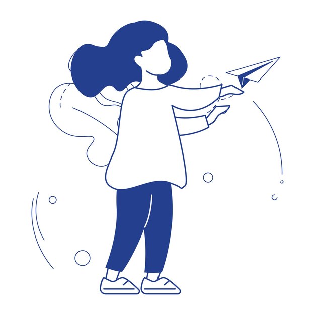 Ilustración del contorno de personajes, arte lineal, recursos gráficos vectoriales