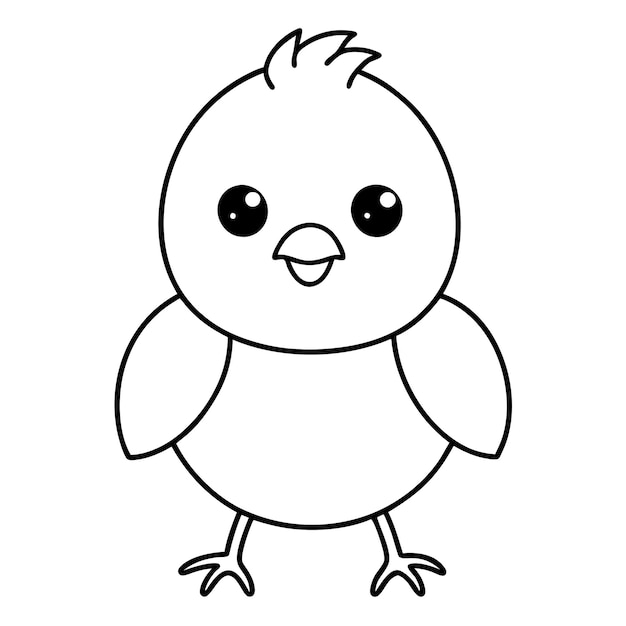 Ilustración de contorno de pollito Diseño de pájaro bebé adorable para colorear y hacer artesanías