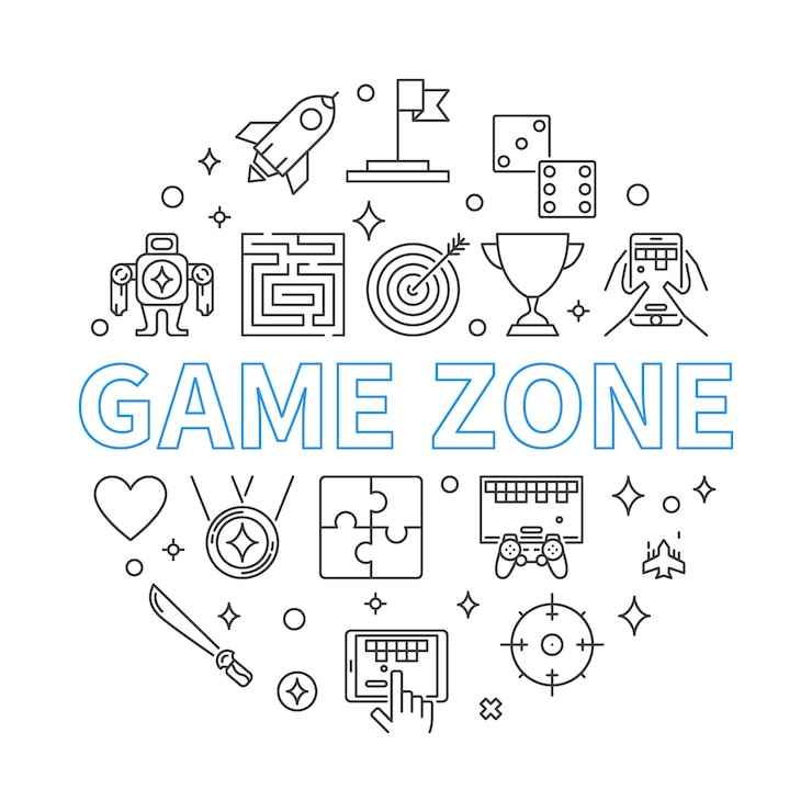 Vector ilustración de contorno redondo de game zone