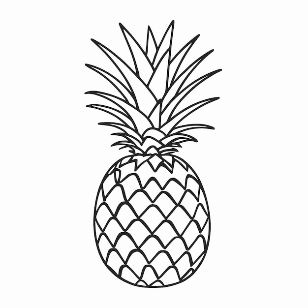 Ilustración de contorno de silueta de dibujo de piña