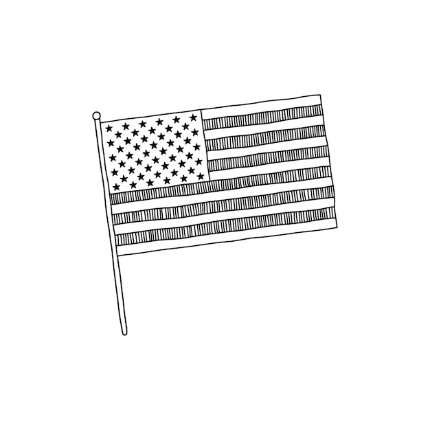 Ilustración de contorno de vector de bandera de Estados Unidos Vector bandera de Estados Unidos en blanco y negro