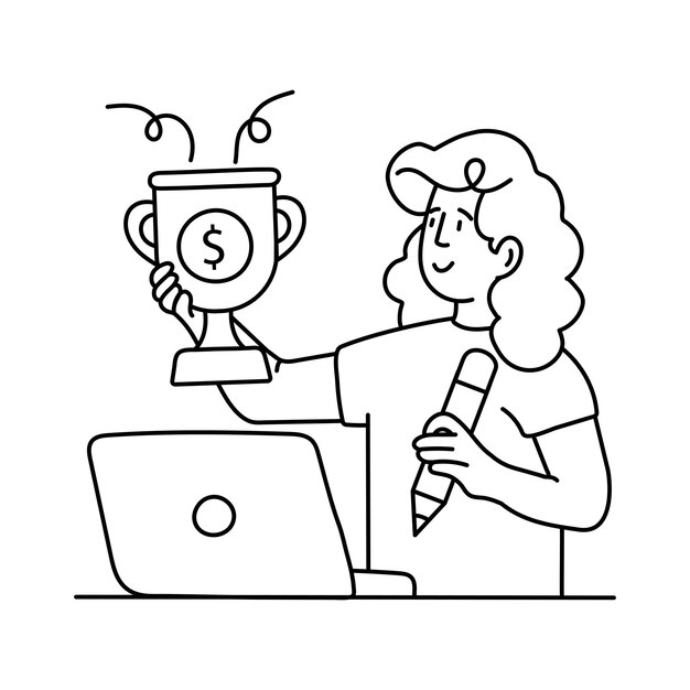 Ilustración del contorno del vector de éxito empresarial Archivo EPS 10