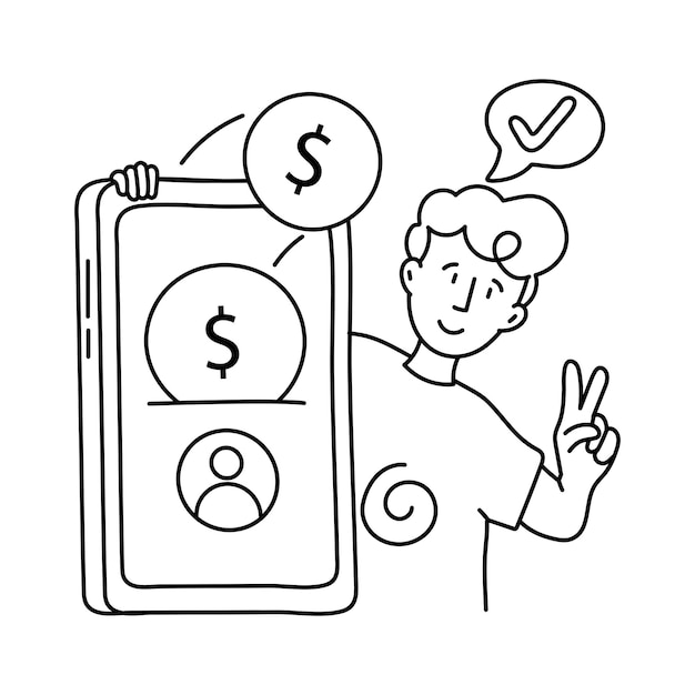 Ilustración del contorno del vector de pago móvil (EPS 10)