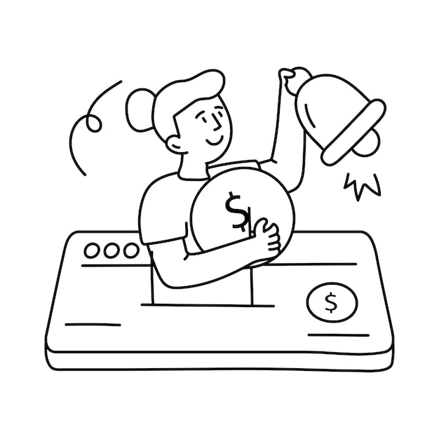 Ilustración del contorno vectorial de la alerta de pago Archivo EPS 10