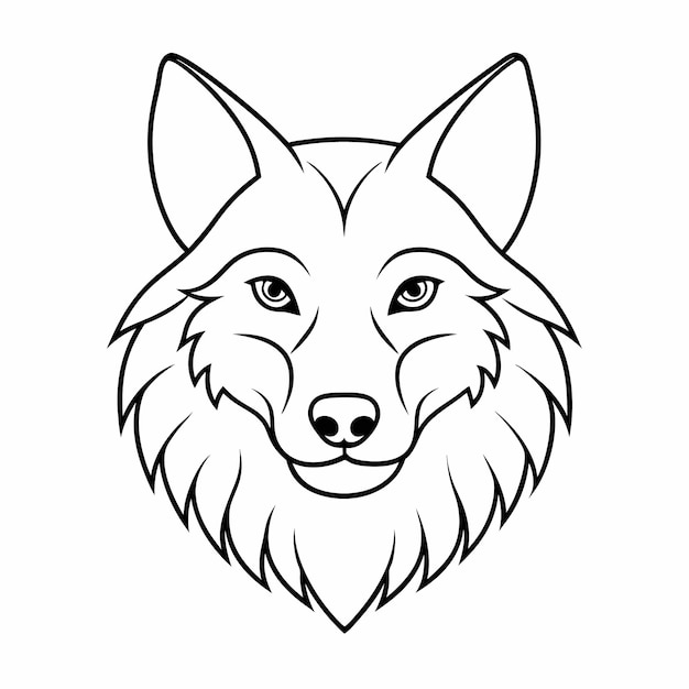 Ilustración del contorno vectorial de la cabeza del lobo