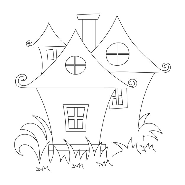 Ilustración de contorno vectorial de Halloween Esquema vectorial dibujado a mano para página para colorear
