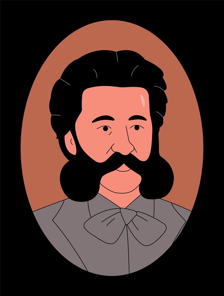 Vector ilustración de contorno vectorial de johann baptist strauss. fondo negro.