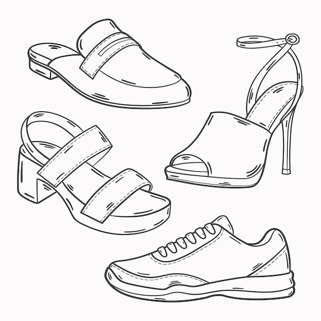 Vector ilustración de contorno de zapato dibujado a mano