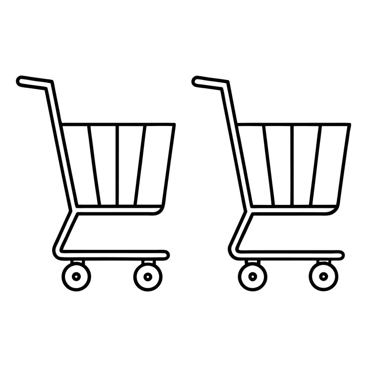 Vector ilustración de los contornos de dos carros de compras