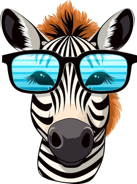 ilustración cool Zebra use sunglass sticker vector