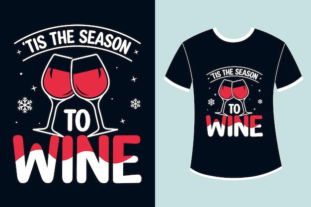 Vector ilustración de copa de vino de diseño de camiseta de navidad