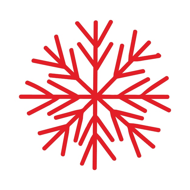 Ilustración de un copo de nieve navideño al estilo de garabates con un contorno rojo