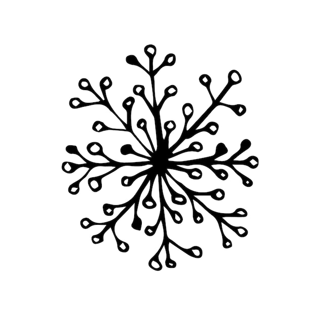 Ilustración de copo de nieve de vector dibujado a mano Doodle Clip art aislado sobre fondo blanco Ilustración de alta calidad para decoración Navidad decoración del hogar imprimir postales