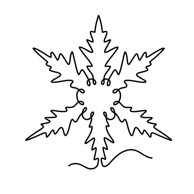 Ilustración de copos de nieve de una línea continua de vector