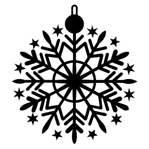 Ilustración de copos de nieve de Navidad en blanco y negro