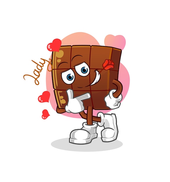 Ilustración de coqueteo de barra de chocolate. vector de personaje