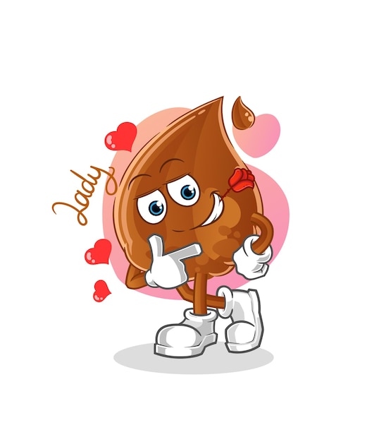 Ilustración de coqueteo de gota de chocolate. vector de personaje