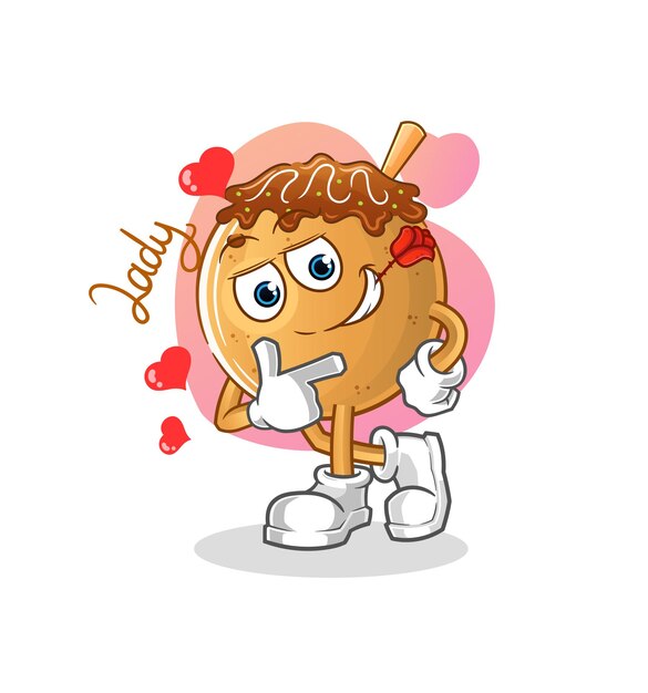 Ilustración de coqueteo de Takoyaki. vector de personaje