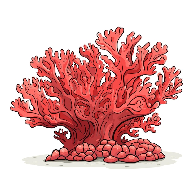 Vector ilustración de coral de color plano dibujada a mano