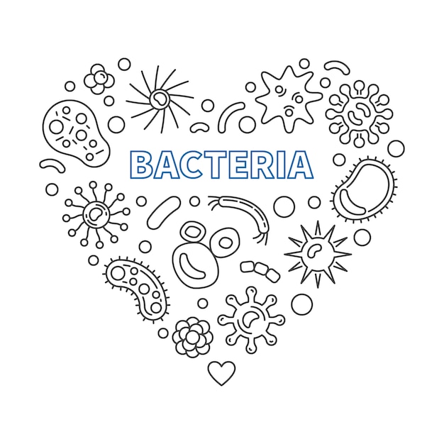 Ilustración de corazón de contorno de bacterias 2020