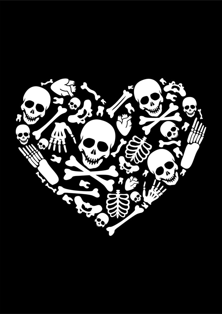 Ilustración de corazón esqueleto