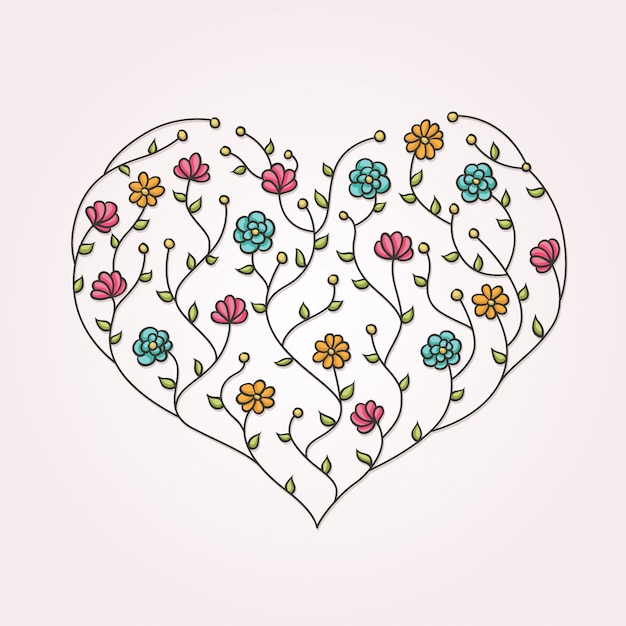 Vector ilustración de corazón floral