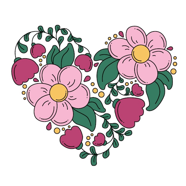 Ilustración del corazón de flores