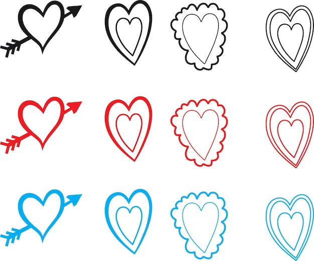 Ilustración de corazón icono de diseño de corazón planoSímbolo de amor de San Valentín moderno plano para el diseño de sitios web