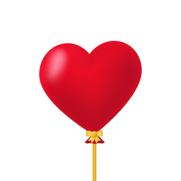 Ilustración de corazón rojo realista como globo de aire Símbolo de amor