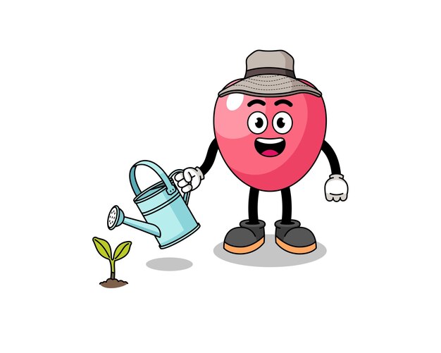 ilustración, de, corazón, símbolo, caricatura, regar, el, planta