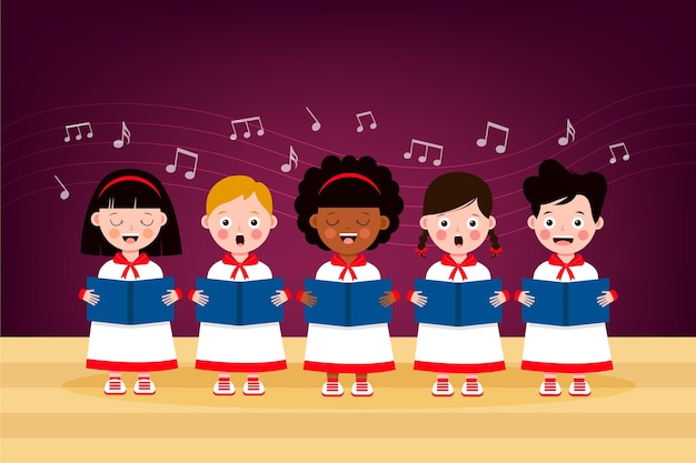 Vector ilustración de coro de niños