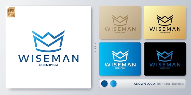 Ilustración de la corona Diseño de logotipo en forma de letras C y M Nombre en blanco para insertar su marca Diseñado con ejemplos para todo tipo de aplicaciones Puede utilizarse para la identidad de la empresa agencia wiseman